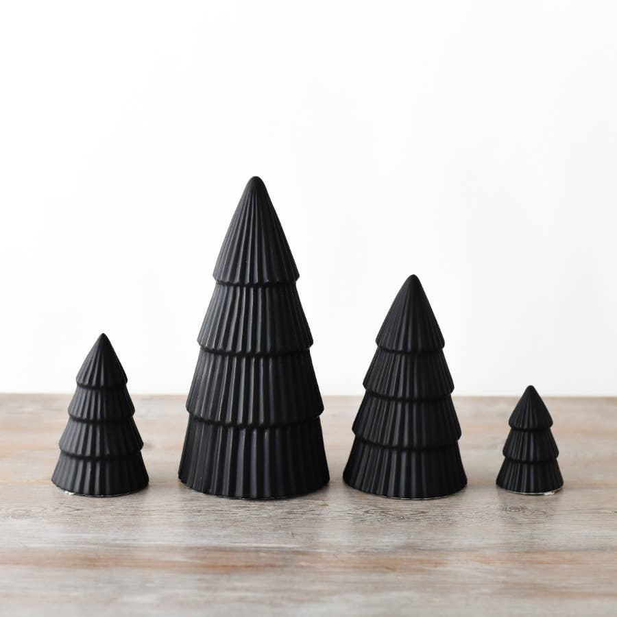 Matt Black Tree Ornament, 12cm