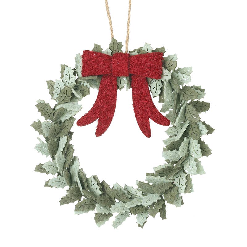Felt holly leaf wreath