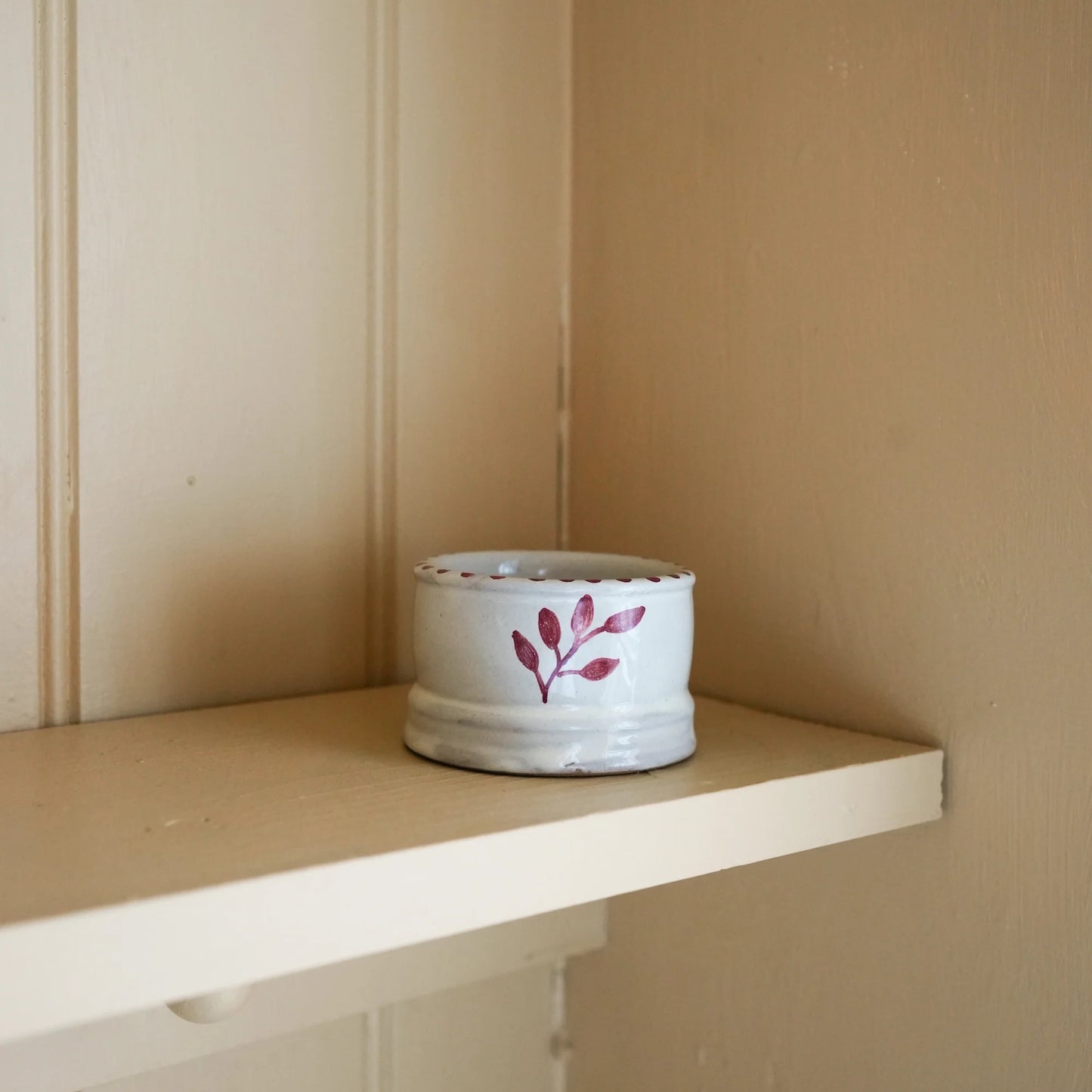 Hand Painted Botanic Tea Light/Dip Bowl - brick