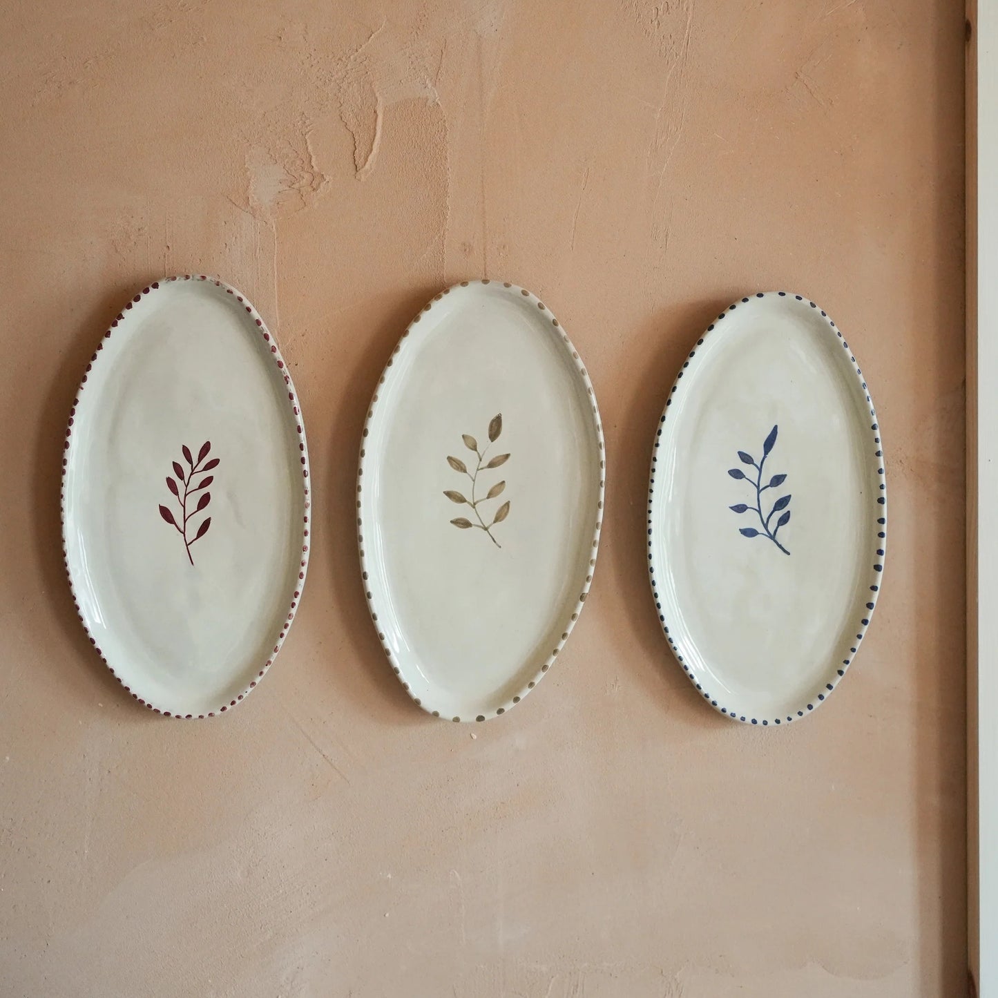Hand Painted Botanic Oval Plate - Brick