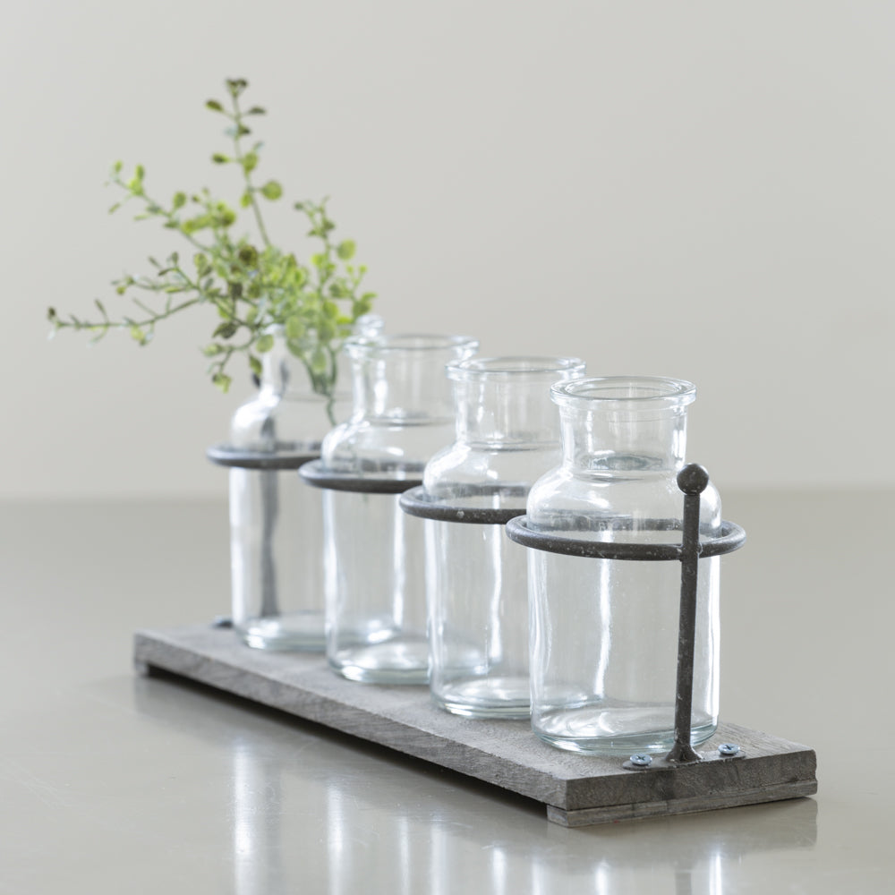 Wooden Rack With 4 Mini Jars
