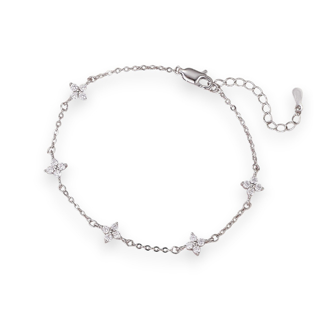 Five little flower bracelet in silver