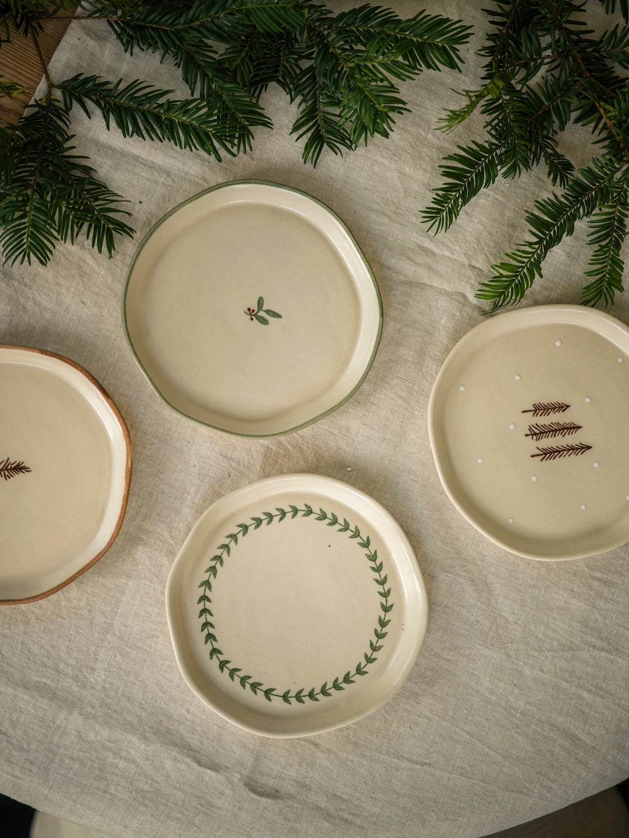 Hand Painted Snack Plate - Holly - pre order