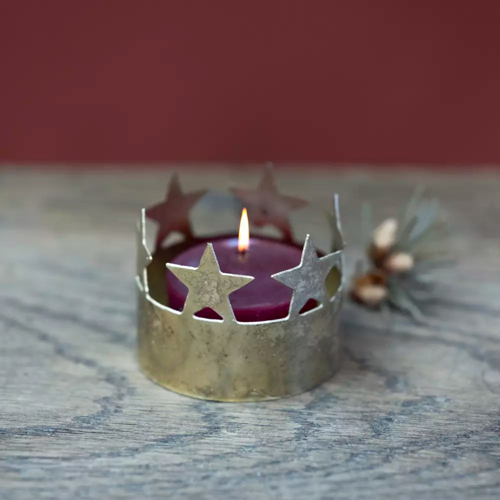 Star Tea-light Votive Antique Gold