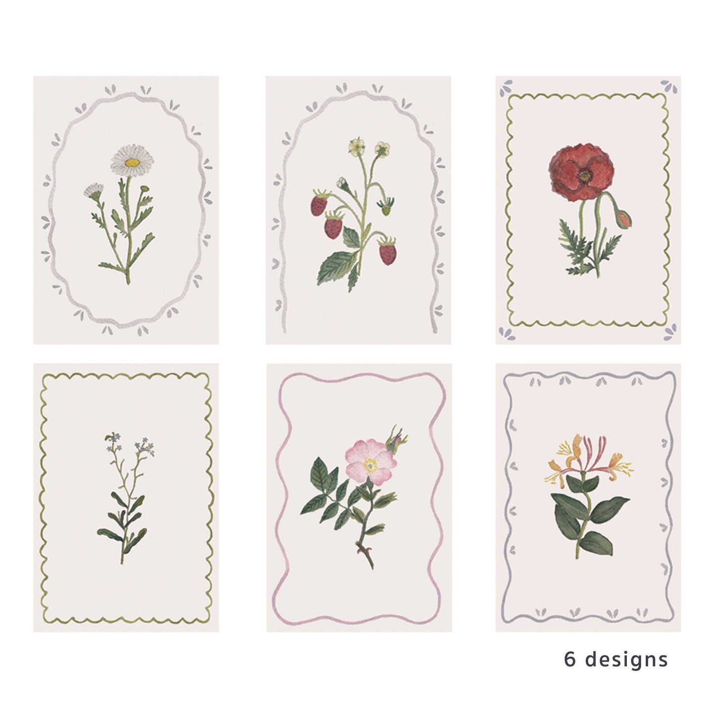 Luxury Wildflower Notecards - Pack of 6  - 6 designs