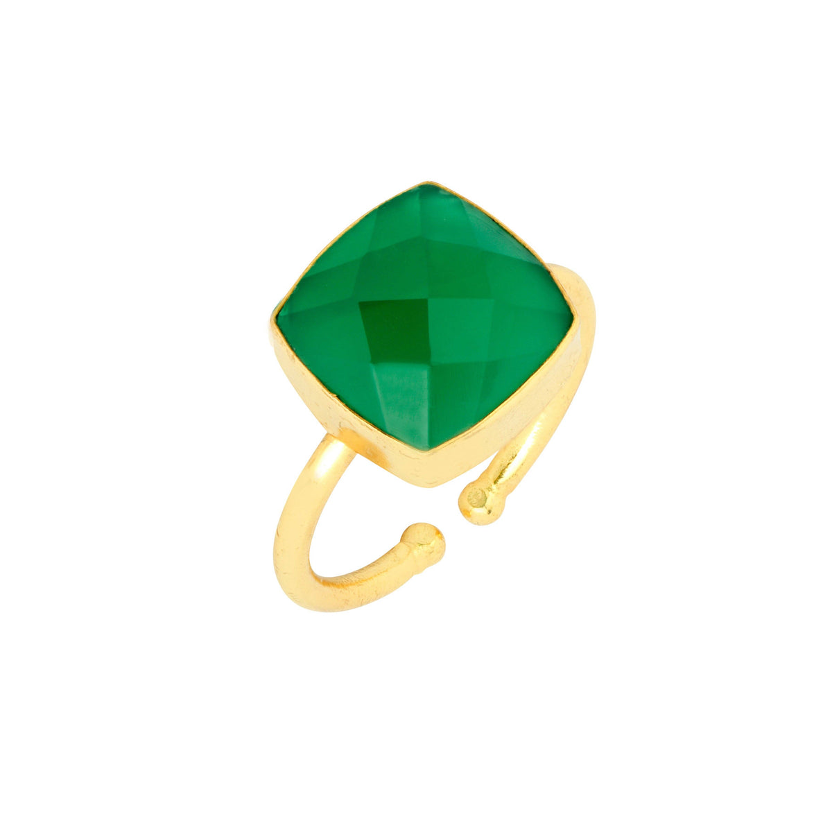 Darcy Green Onyx Ring - 22 carat gold plated brass
