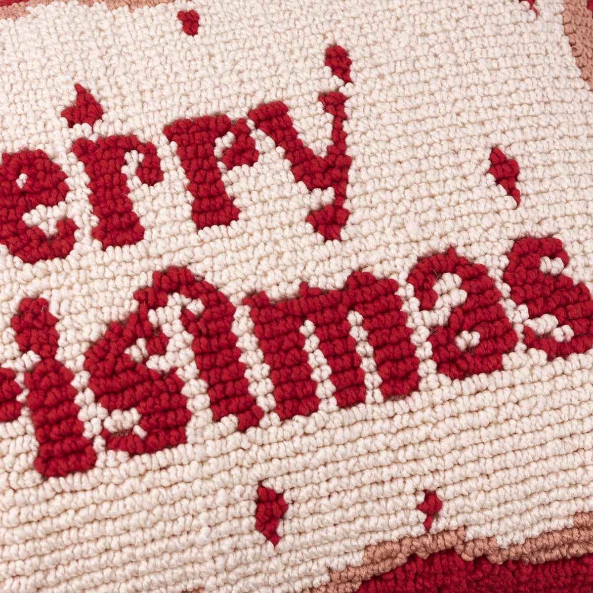 Candy Merry Christmas Tufted Cushion Red/White