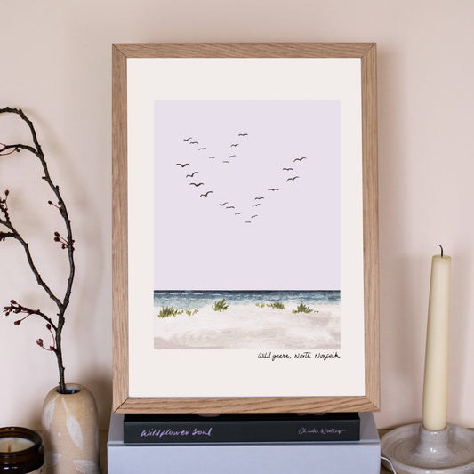'Wild Geese, North Norfolk' A4 Beach Wall Print