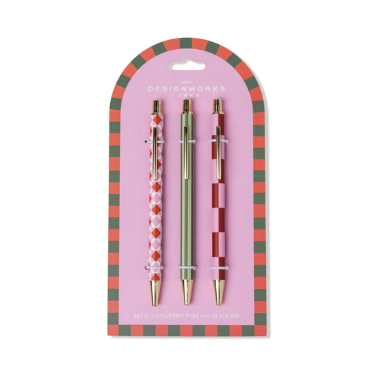 3 Pen Set- Diamond, Stripe, Check