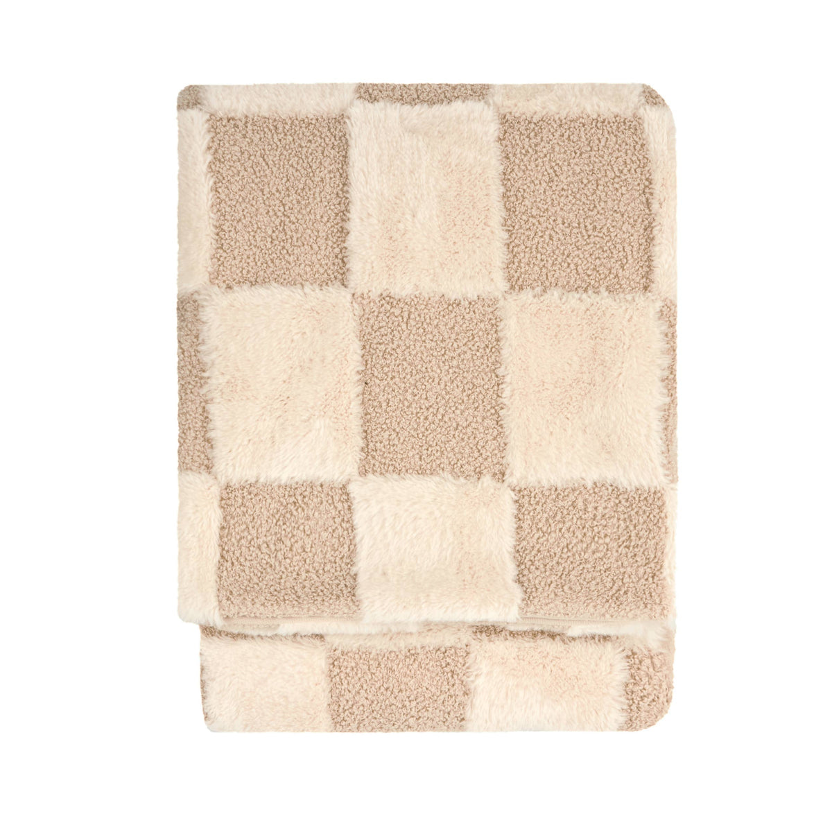 Fur Boucle Check Throw Natural