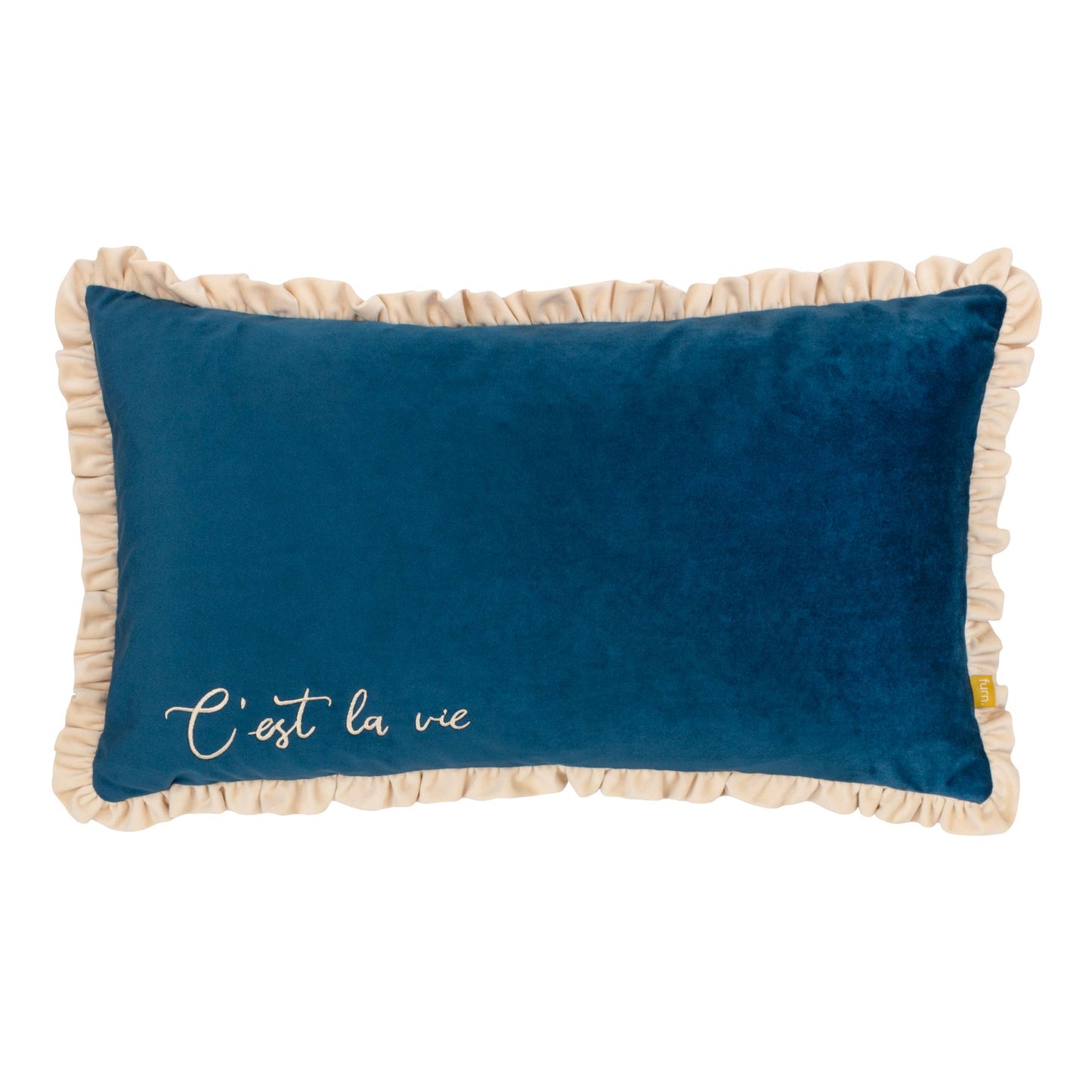 Cest La Vie Embroidered Cushion Navy