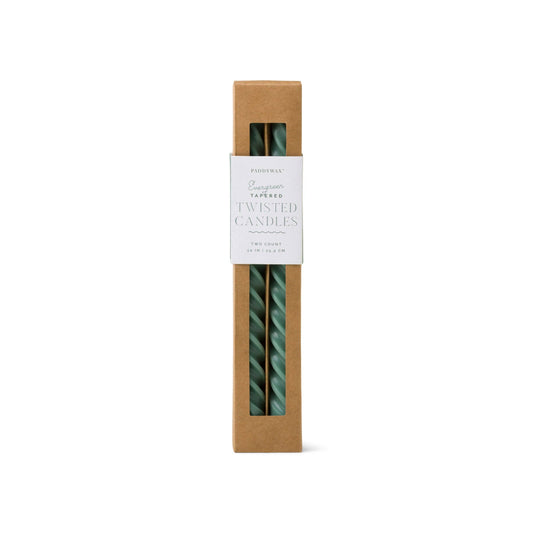 Cypress & Fir Twisted Taper Candles - Green (2pk)