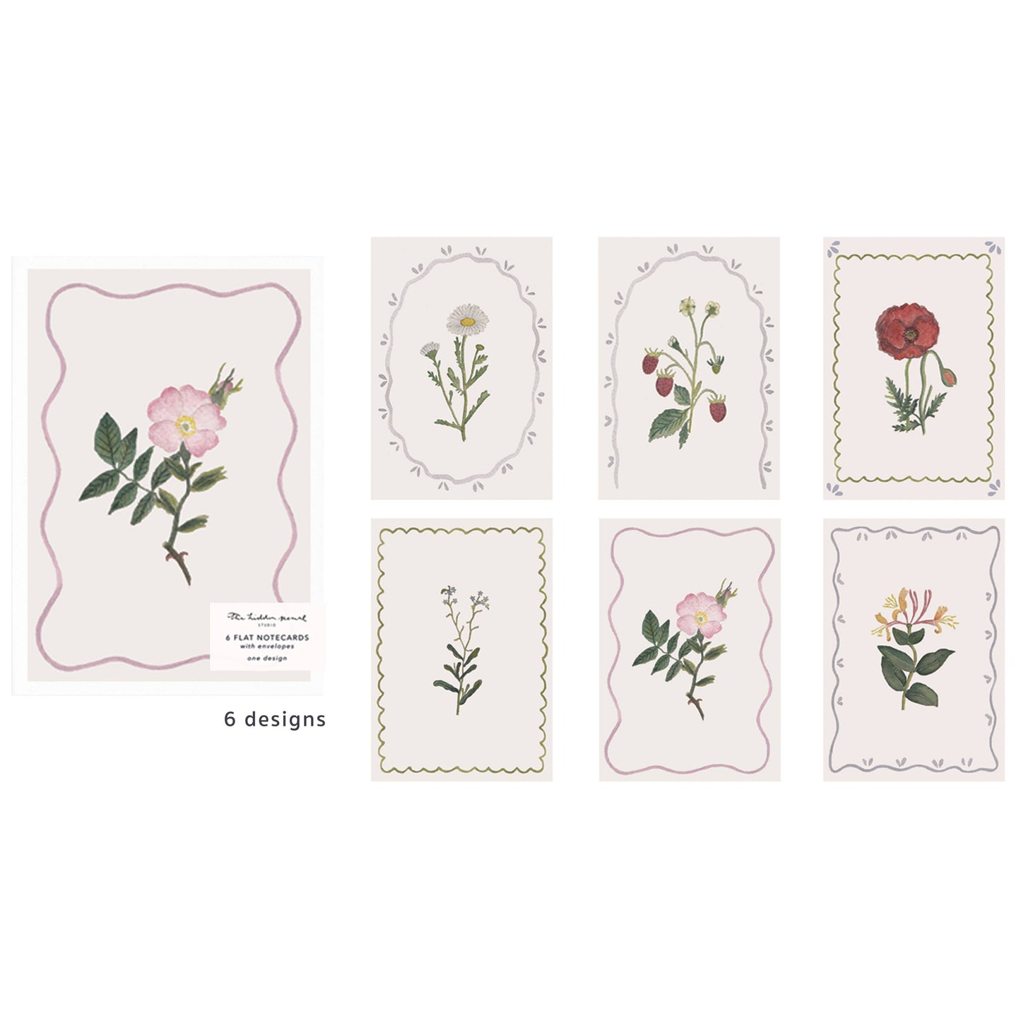 Luxury Wildflower Notecards - Pack of 6  - 6 designs