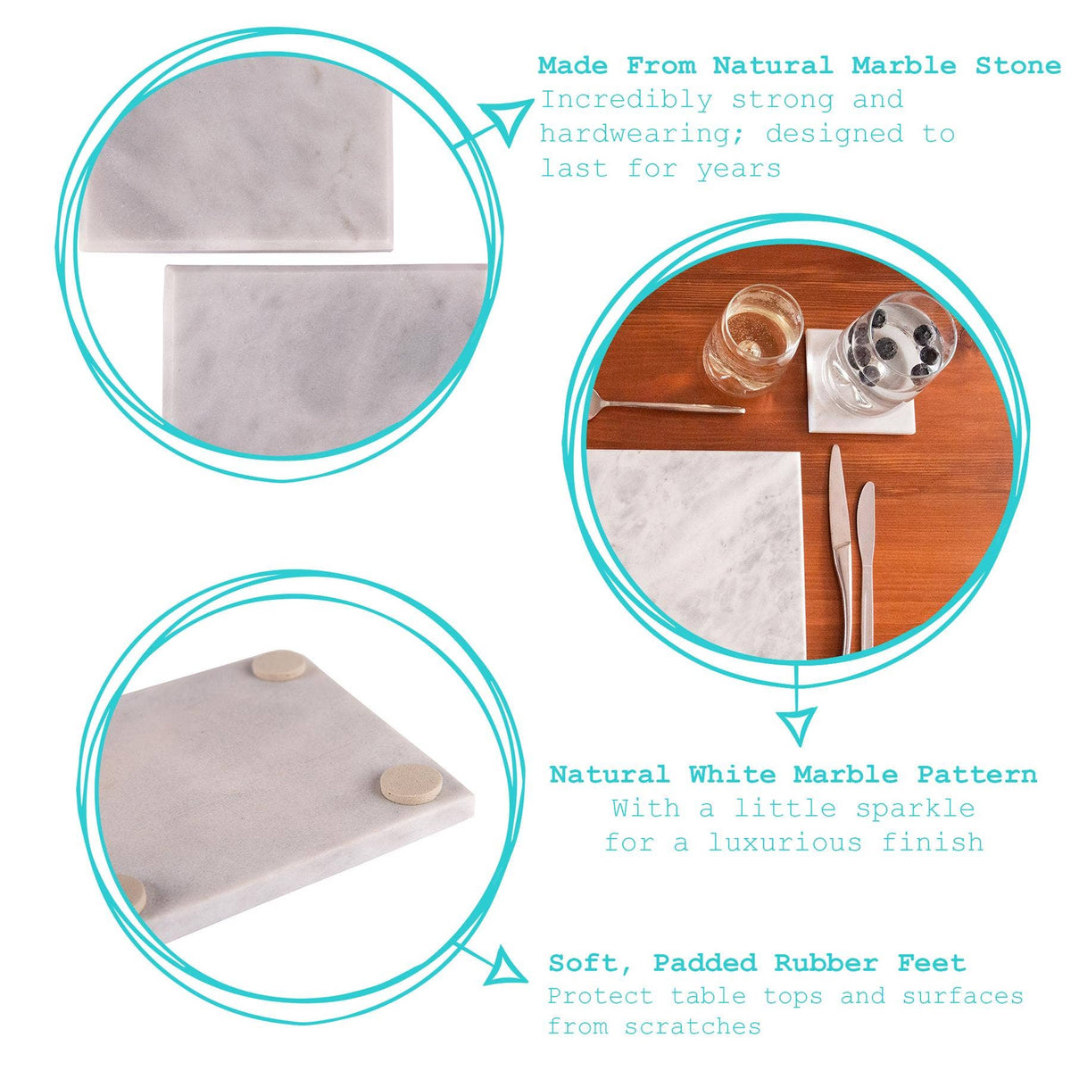 Marble Square Coaster - 10cm - By Argon Tableware