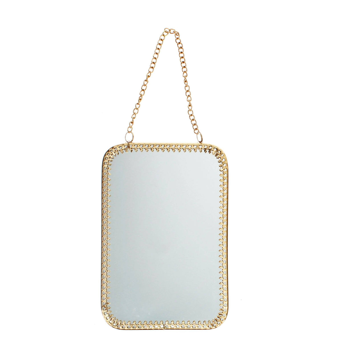 Rectangular Hanging Mirror (15.5cm X 10.5cm) - Gold Tone