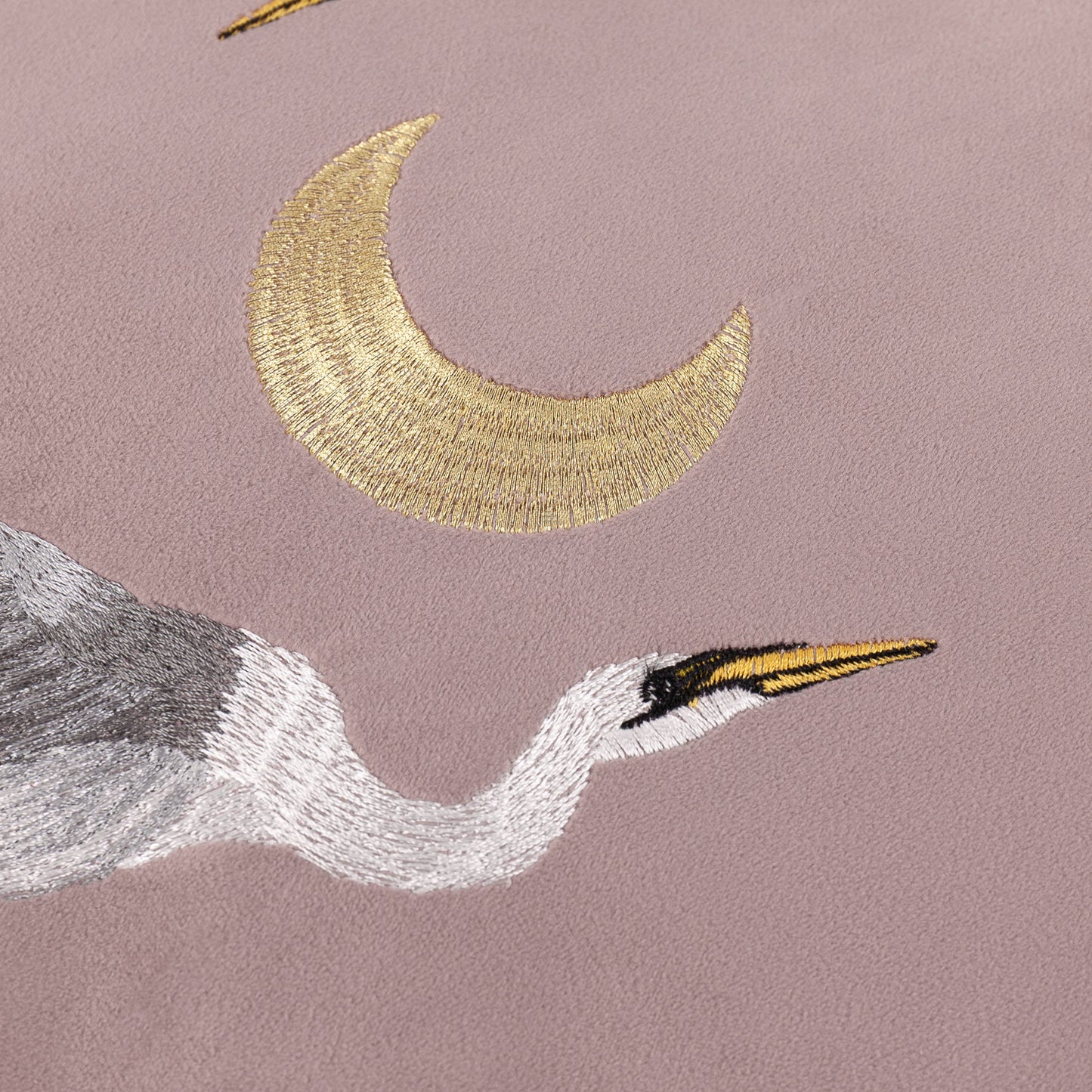 Moonlit Flight Embroidered Velvet Cushion cover Dusty Pink