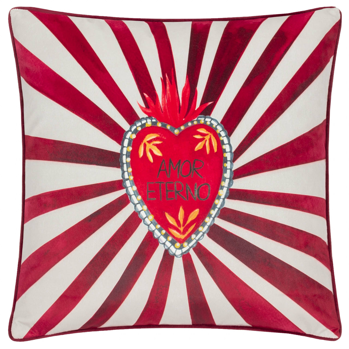 Amor Eterno Velvet Piped Cushion Red