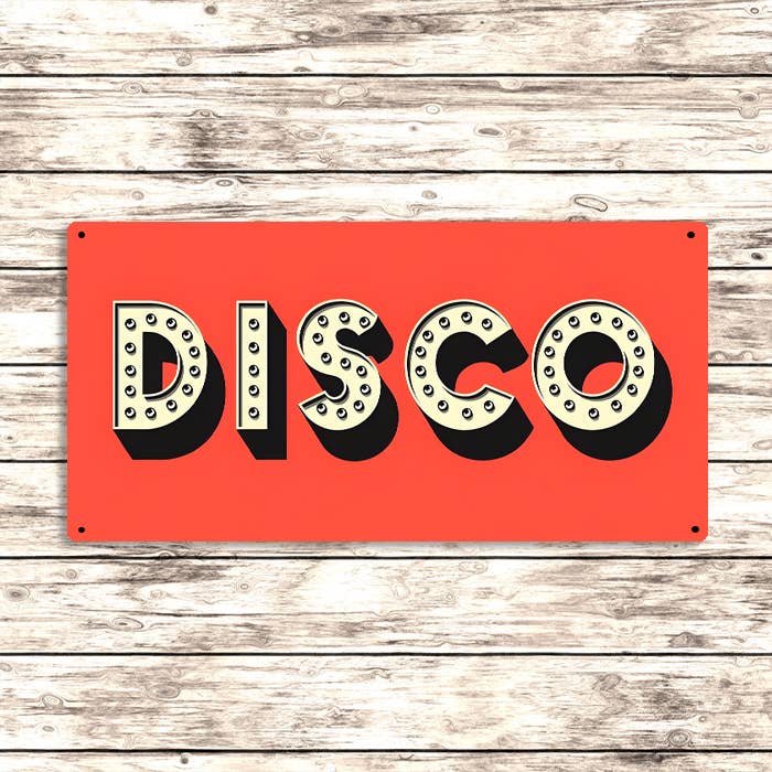 Disco Metal Sign – Retro Light Bulb Style Party Wall Decor