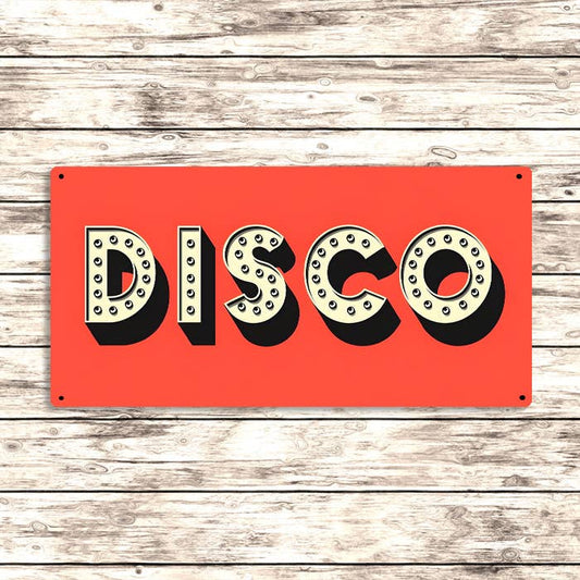 Disco Metal Sign – Retro Light Bulb Style Party Wall Decor