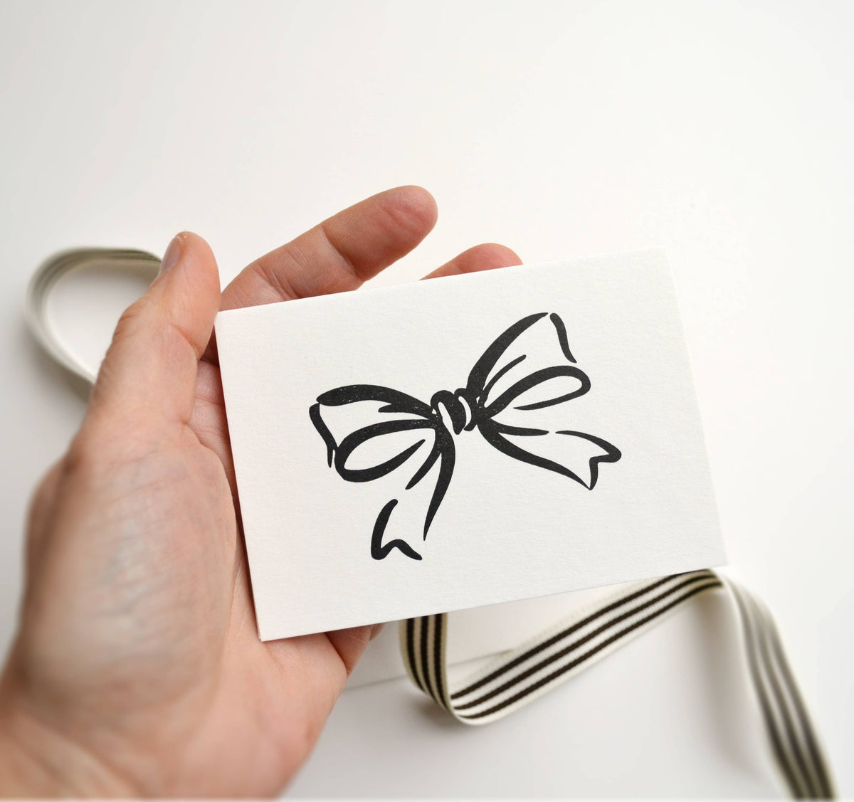 Bow Handprinted A7 Greeting Card - Letterpress Printed