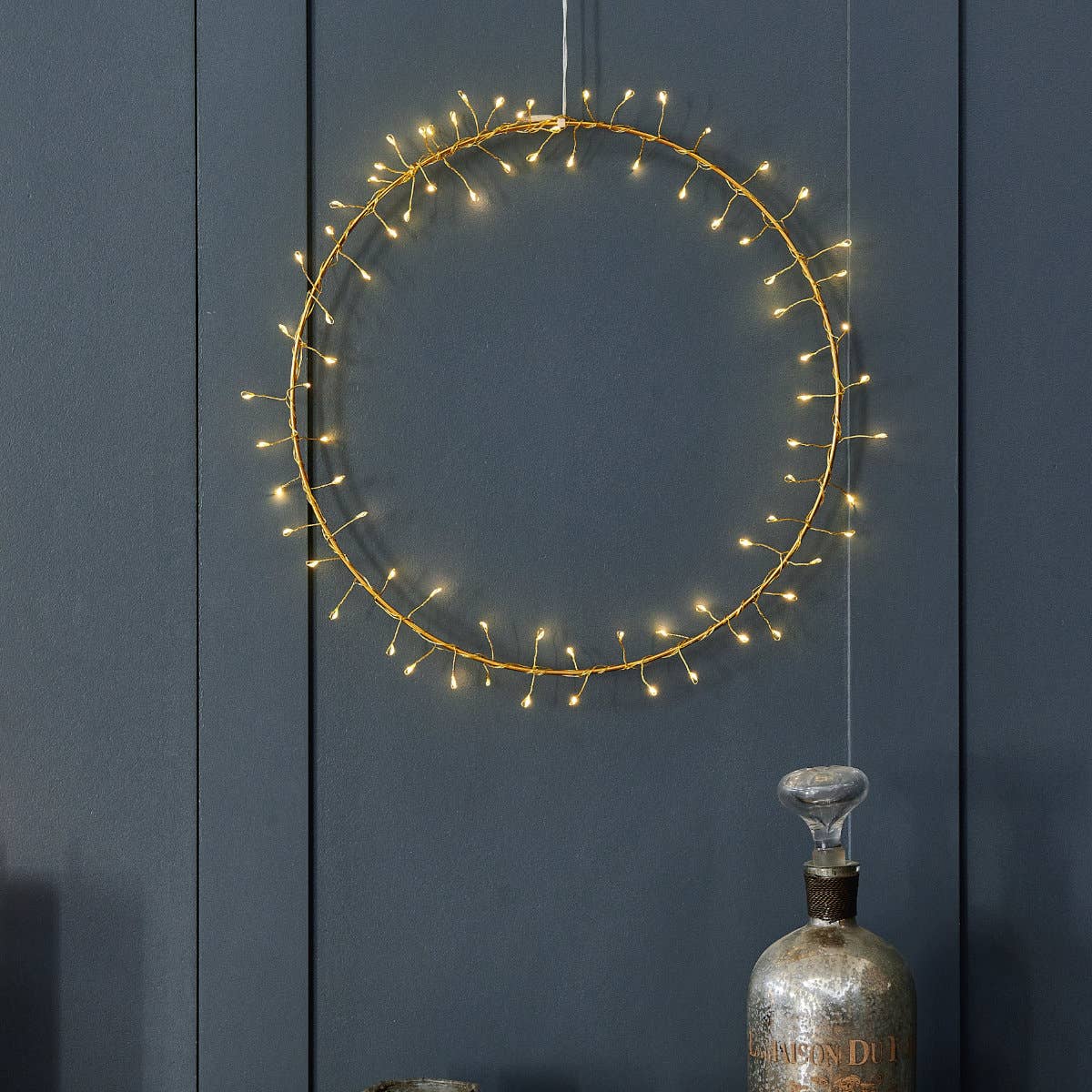 Hanging Aurora fairy light wreath