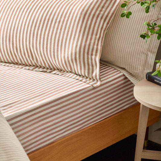 Hebden Striped Fitted Sheet Pecan