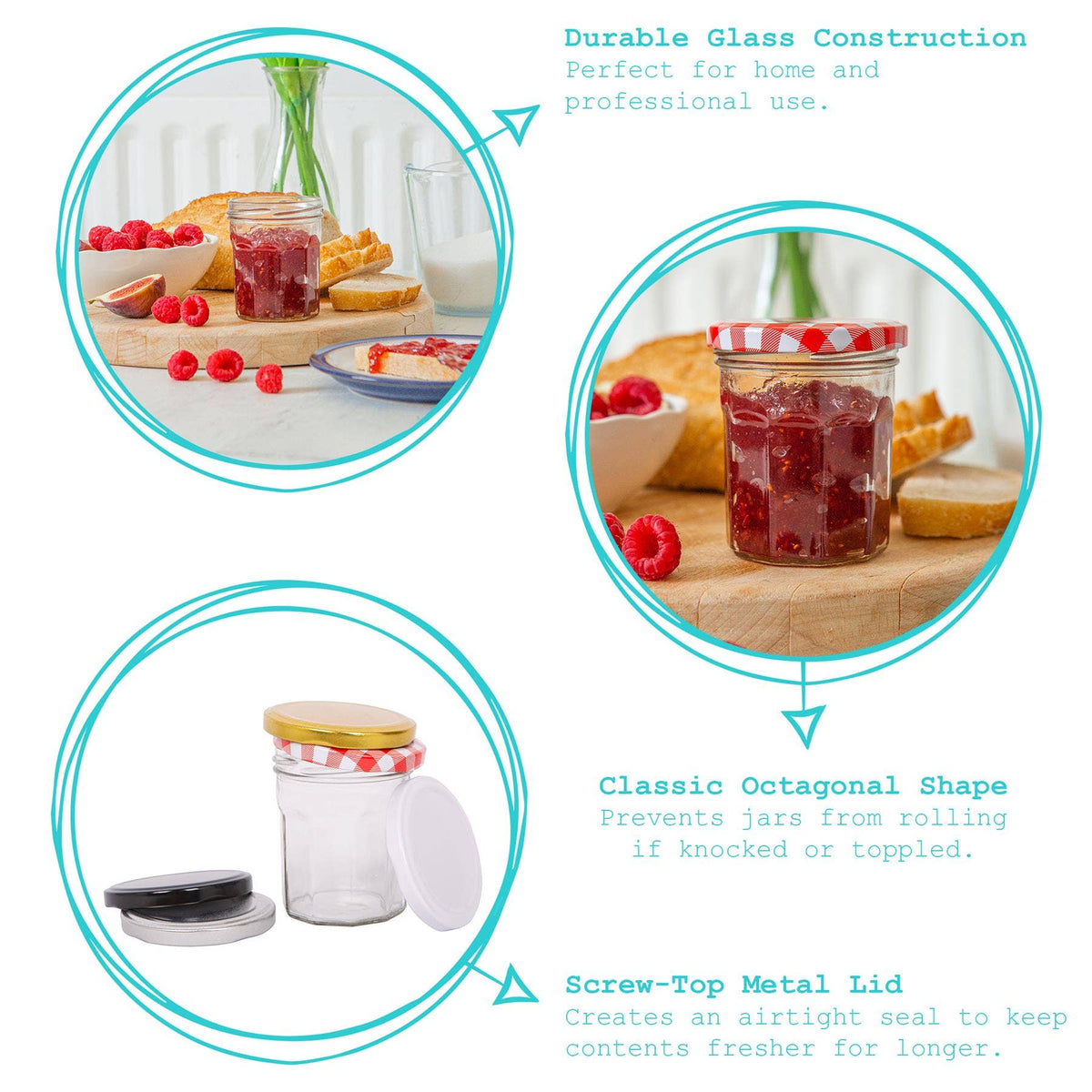 185ml Glass Jam Jar with Lid - By Argon Tableware