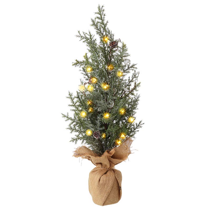 Light up fir tree with hessian base
