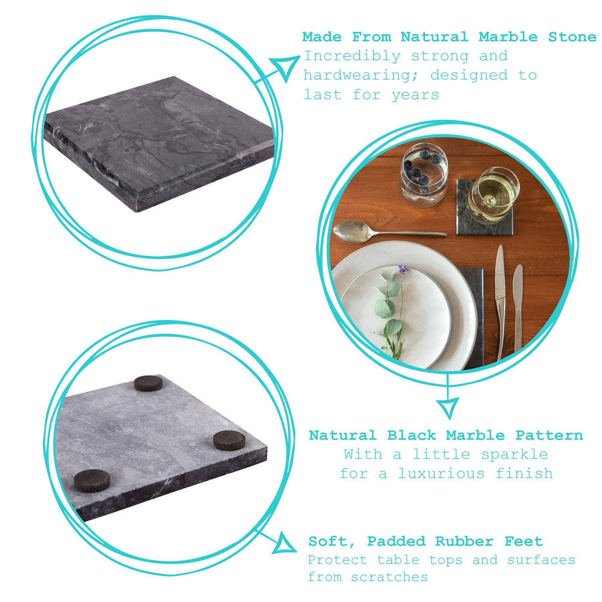 Marble Square Coaster - 10cm - By Argon Tableware