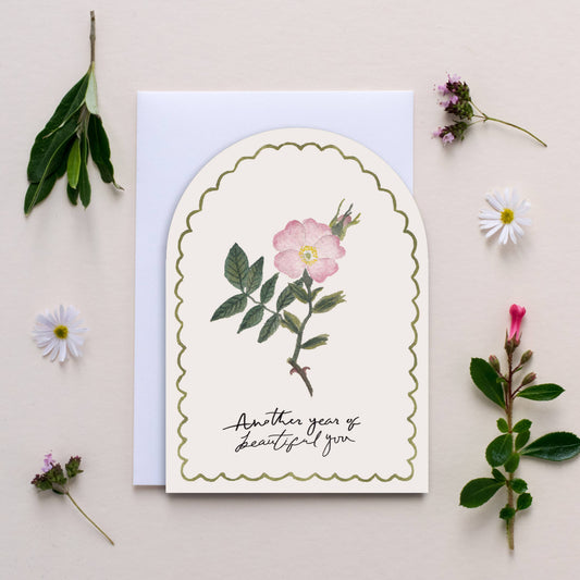'Another Year' Wildflower Arch Shape Birthday Card