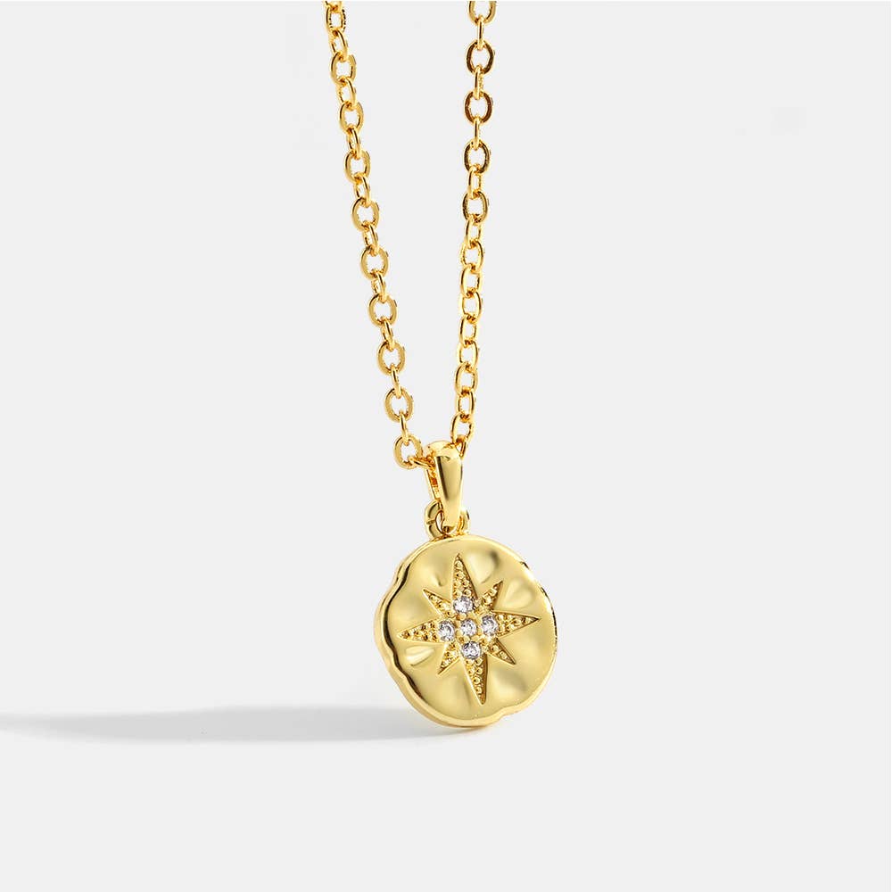 Cubic Zirconia Star Imprint Necklace Gold