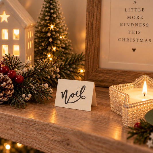 Noel Handcrafted Mini Christmas Card - Letterpress Printed