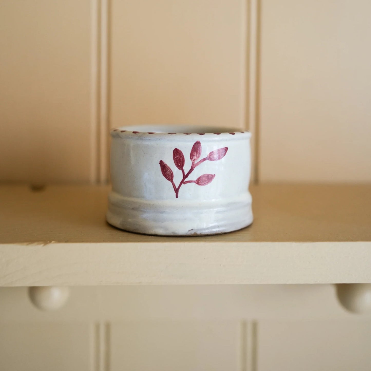 Hand Painted Botanic Tea Light/Dip Bowl - brick