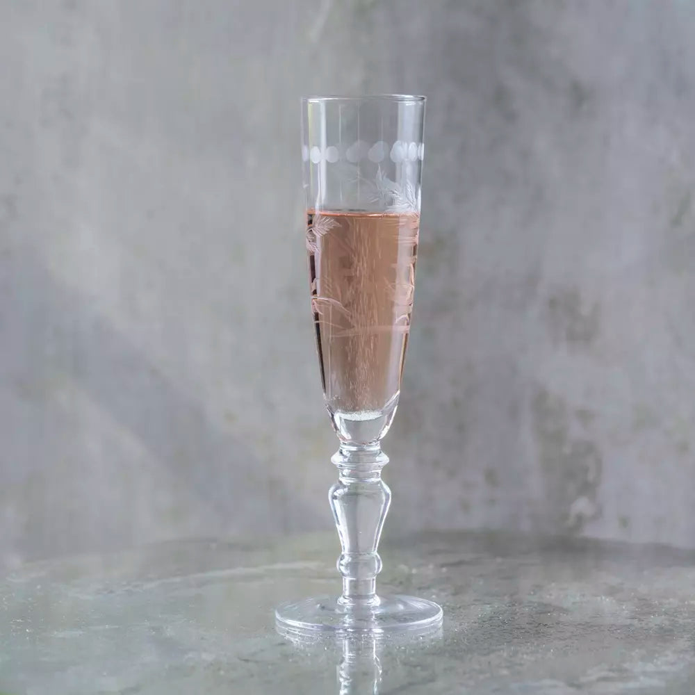 Champagne Flute Etched Clear