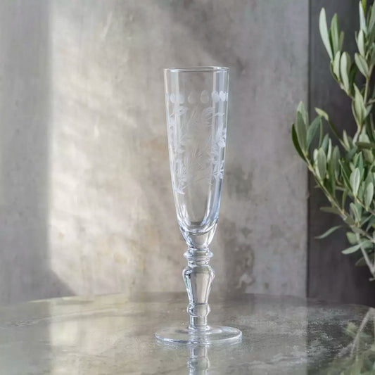 Champagne Flute Etched Clear