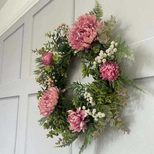 Artificial Pink Floral Wreath