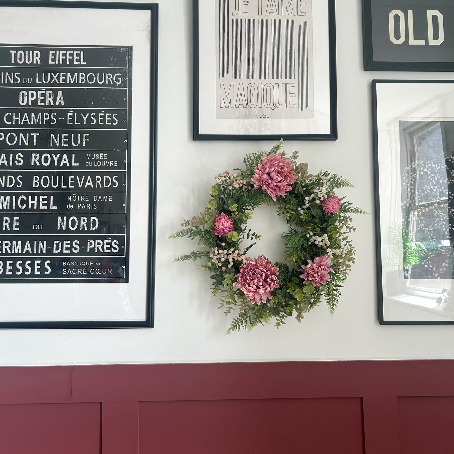 Artificial Pink Floral Wreath