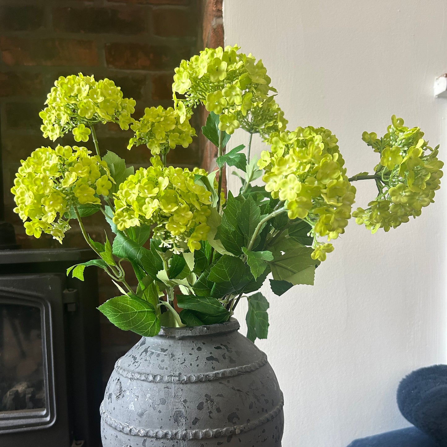 Faux Viburnum Spray - single stem with 3 heads - 70cm