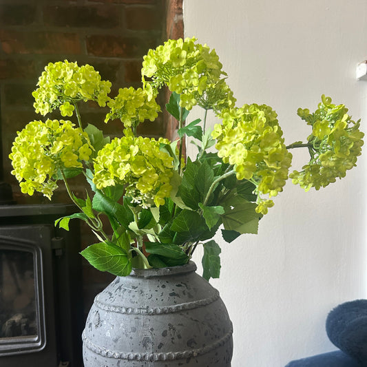 Faux Viburnum Spray - single stem with 3 heads - 70cm