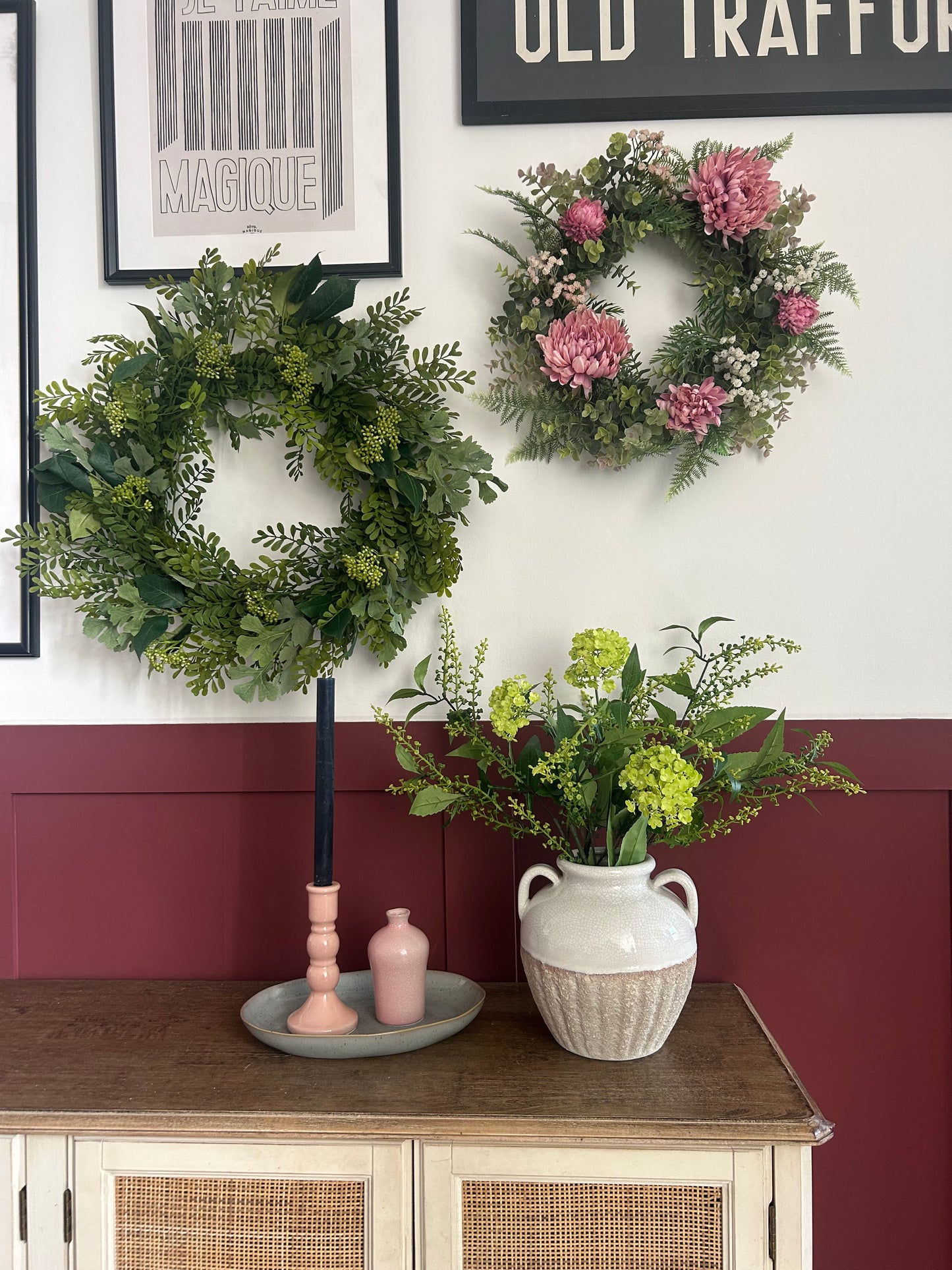 Faux Viburnum Spray - single stem with 3 heads - 70cm
