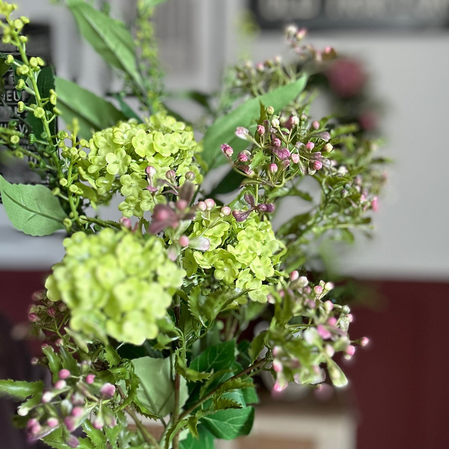 Faux Viburnum Spray - single stem with 3 heads - 70cm