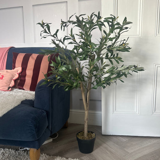 120cm Artificial natural look Olive Tree with wooden trunk