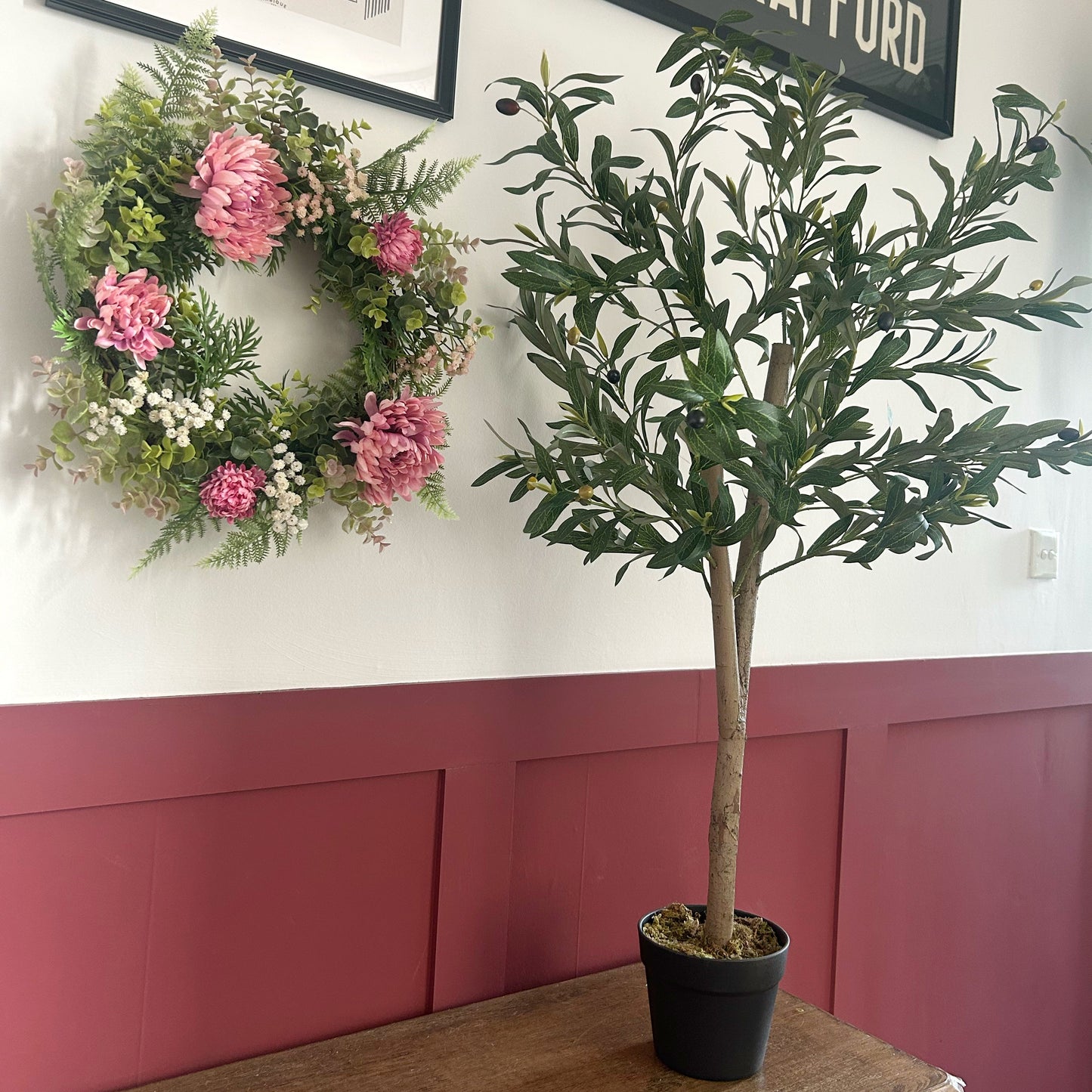 120cm Artificial natural look Olive Tree with wooden trunk