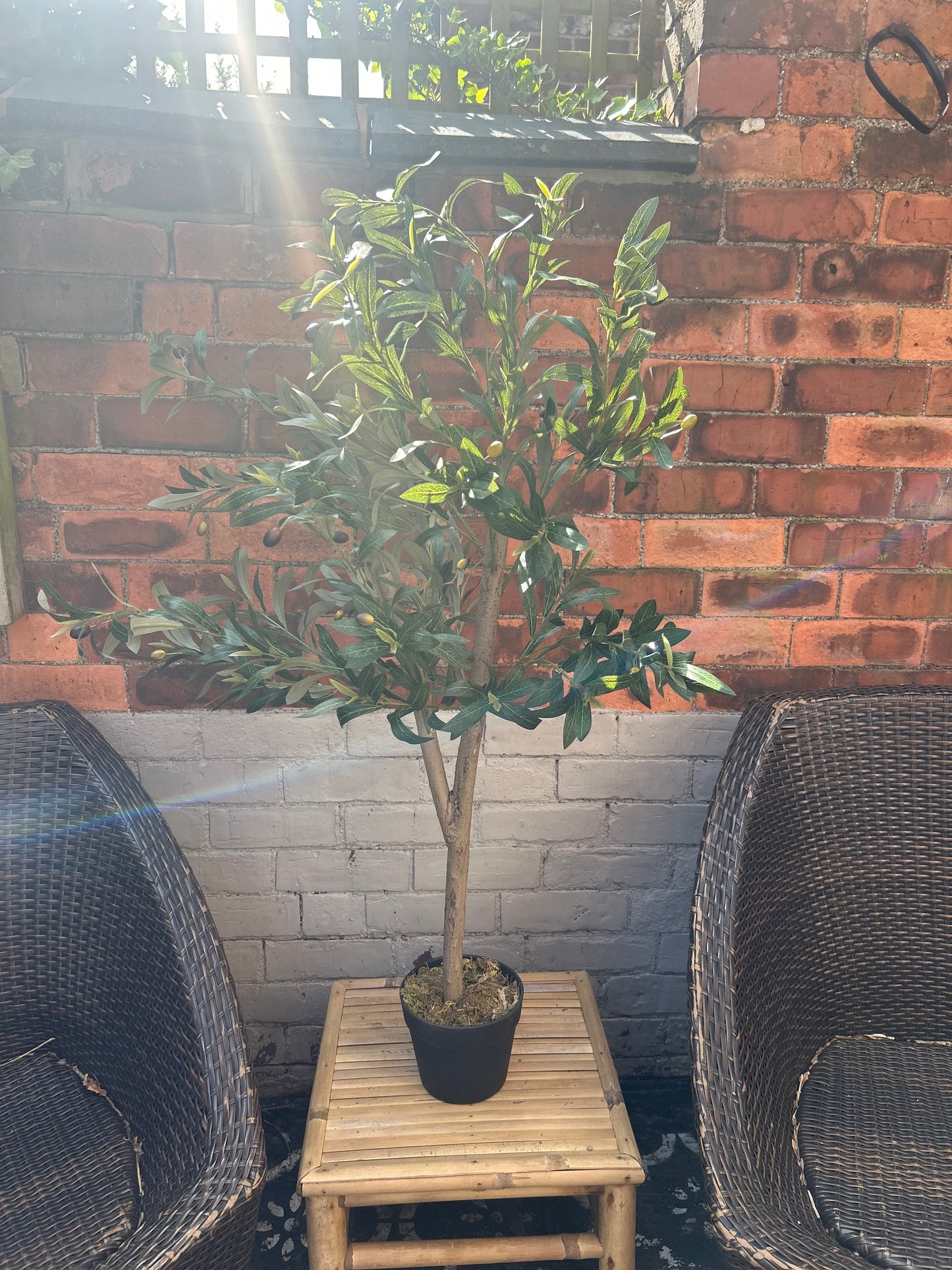 120cm Artificial natural look Olive Tree with wooden trunk