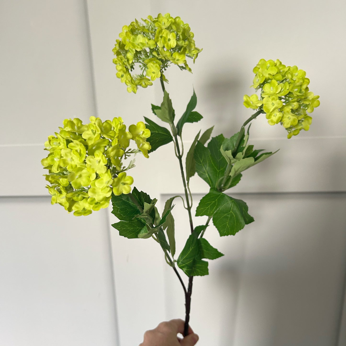 Faux Viburnum Spray - single stem with 3 heads - 70cm
