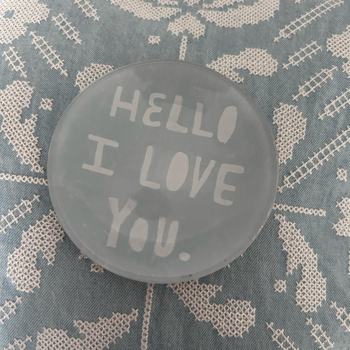 Hello I Love You Mini Round Decoupage Plate