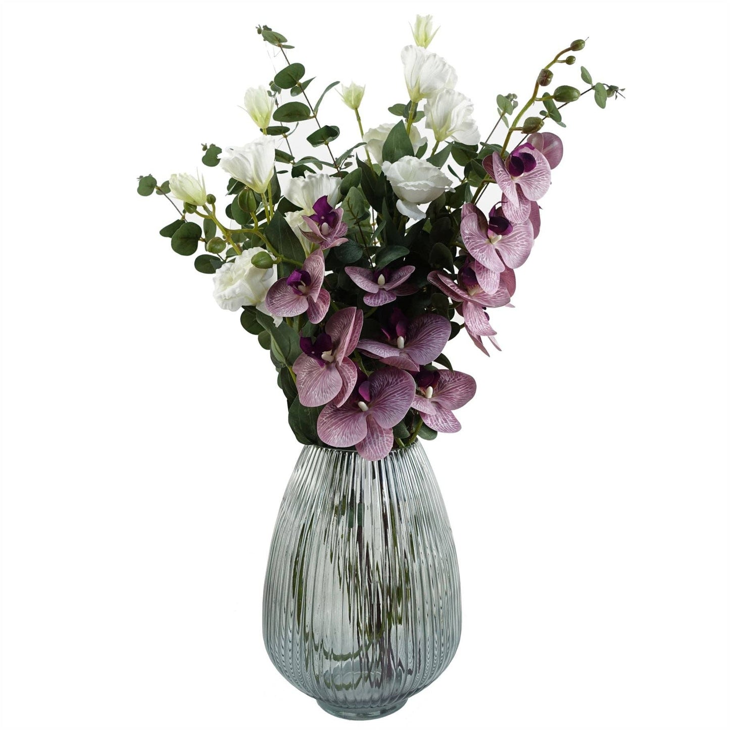 Pack 6x Artificial Flowers White Wild Rose Stem