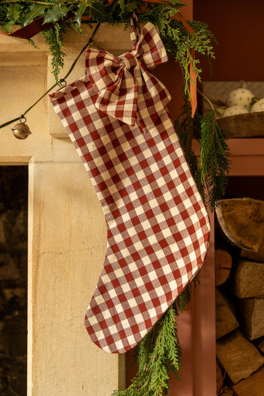 The Bow Stocking - Gingham in Winter Berry