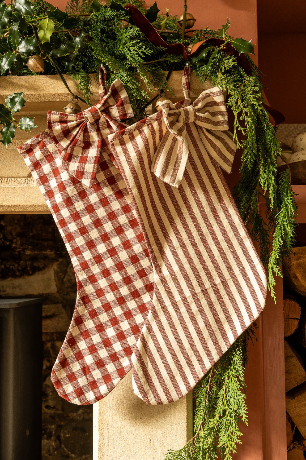The Bow Stocking - Gingham in Winter Berry