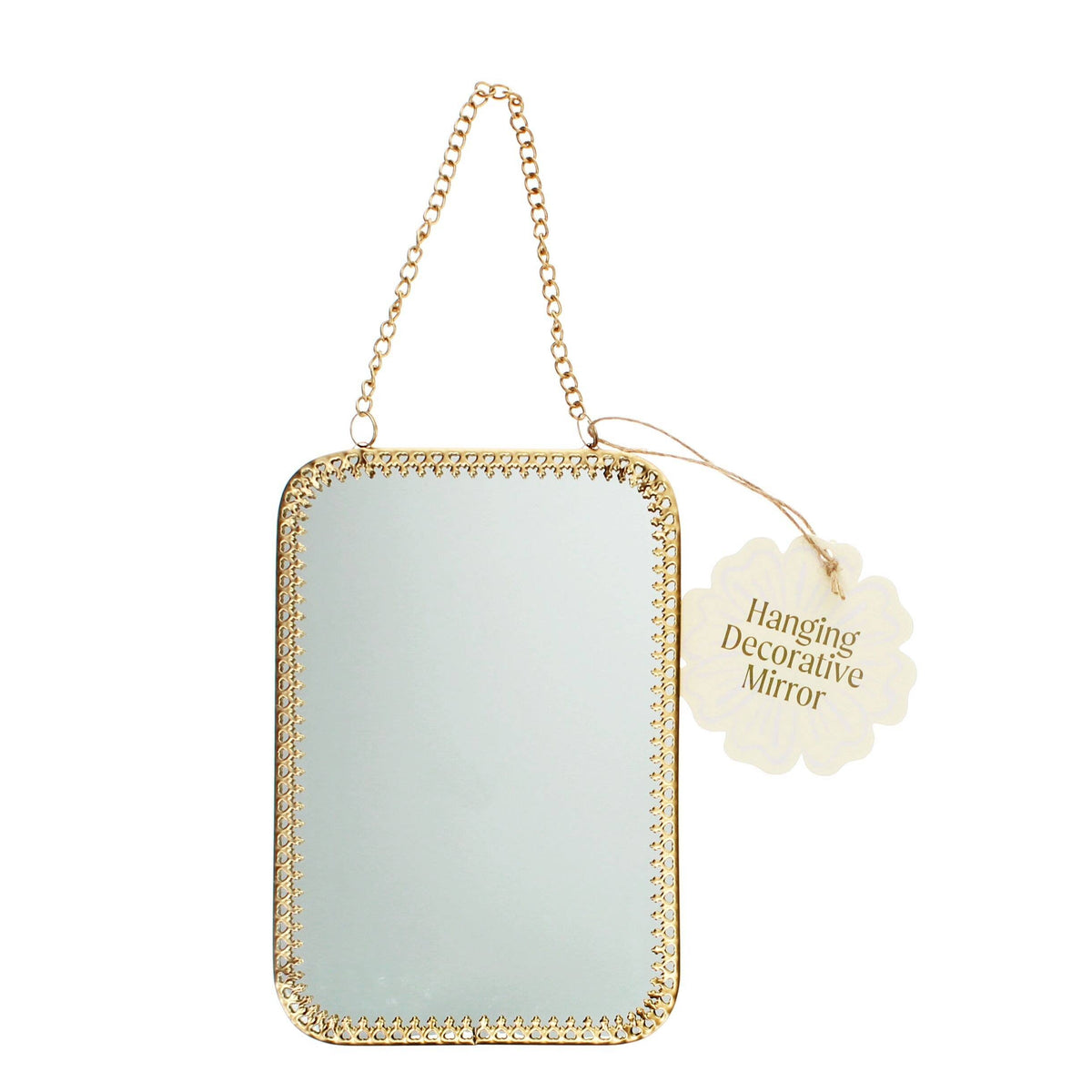 Rectangular Hanging Mirror (15.5cm X 10.5cm) - Gold Tone